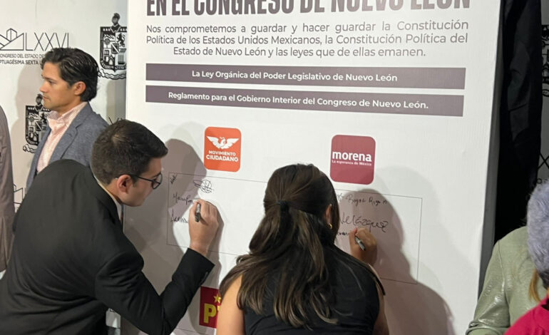 Diputados de MC, MORENA y PT, firman Compromiso por la Legalidad