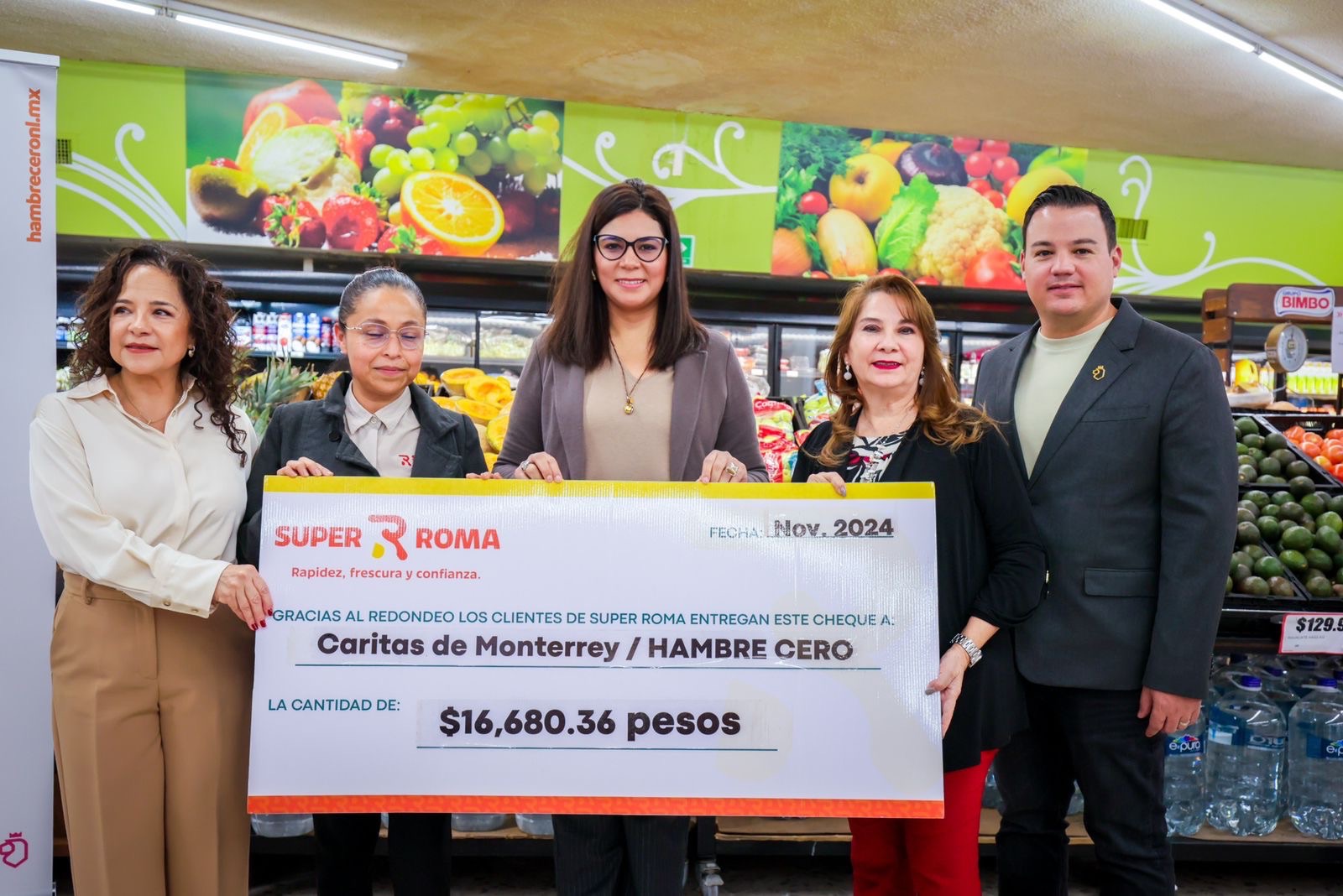 Cierre de campaña de redondeo Super Roma en favor de la estrategia Hambre Cero Nuevo León