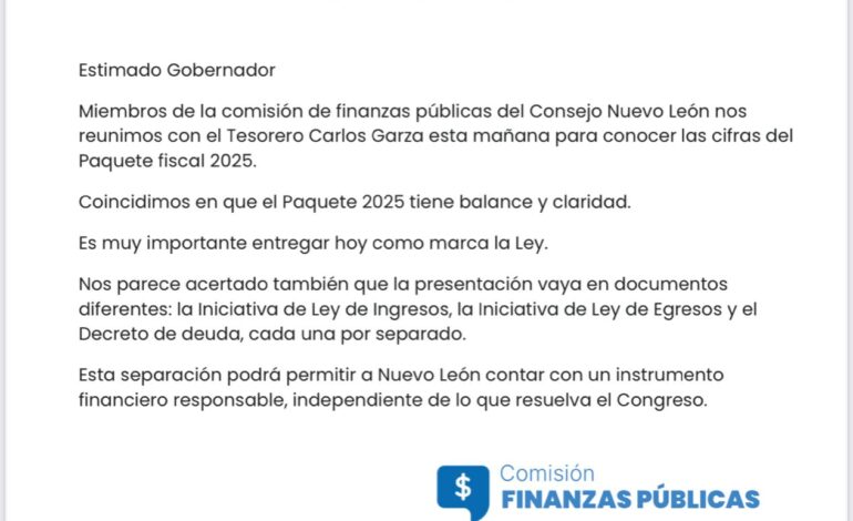 Avala Consejo Nuevo León Paquete Fiscal presentado por el Gobernador