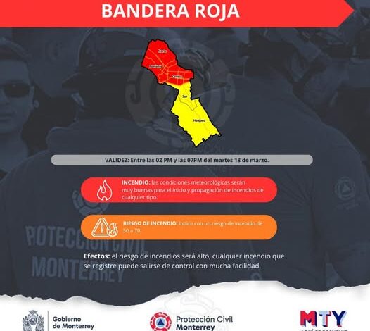 Advierte Protección Civil de Monterrey sobre fuertes rachas de viento
