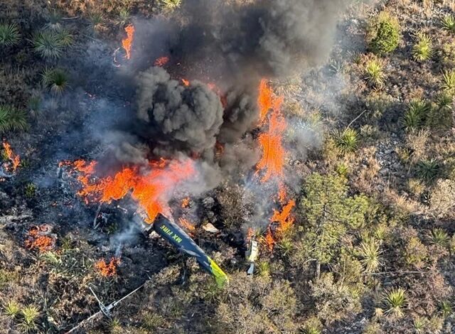 Helicóptero de PC de Coahuila se desploma en combate a incendio forestal