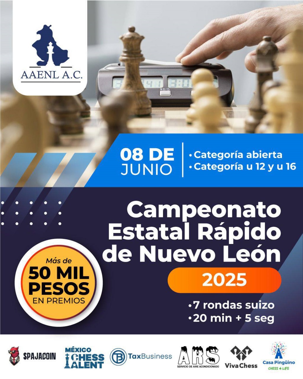Campeonato Estatal de Ajedrez Rápido reunirá a más de 100 talentos este 8 de junio en Monterrey