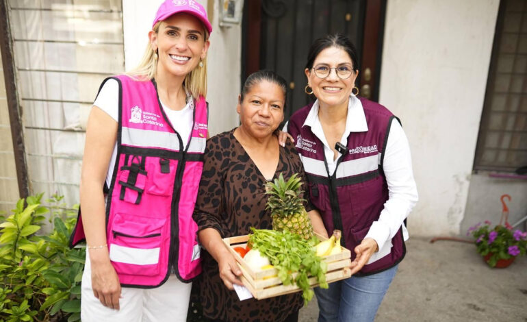Casa por casa entregan víveres en Santa Catarina a los Adultos Mayores