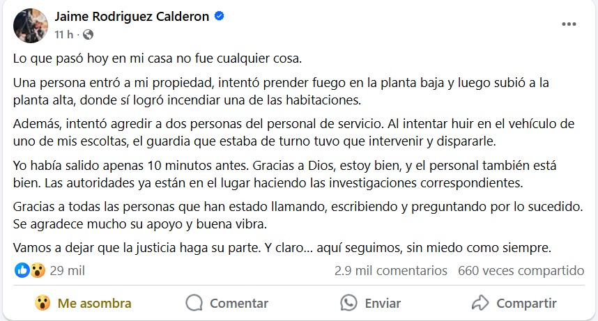 Denuncia Jaime Heliodoro ataque en su propiedad… intentan incendiar su casa