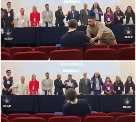 Aspirante a rectoría  de la BUAP se desmaya al ser descubierto tras entregar documentos falsos