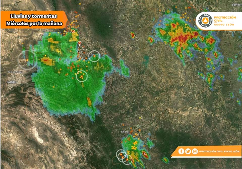 Reporta Protección Civil NL lluvias en 18 municipios del estado