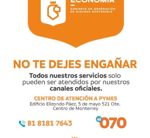 Alerta Economía NL sobre fraudes y cobros indebidos en supuestos programas