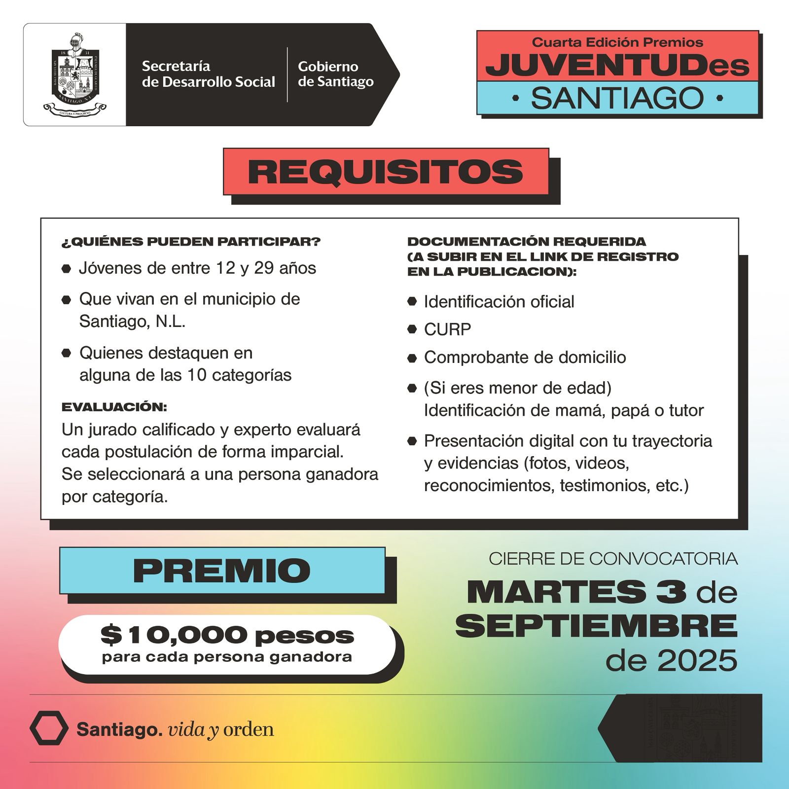 Lanzan convocatoria a los premios “Juventud-es Santiago” 2025