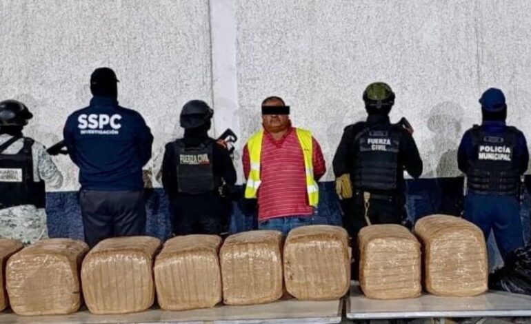 Atoran a «mula» en El Carmen; cargaba 130kilos de mota