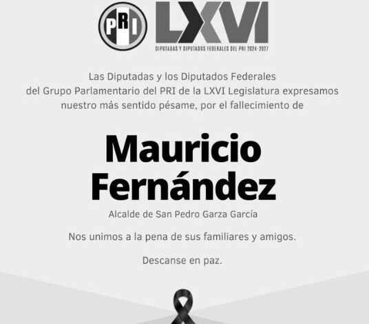 Legislatura federal del PRI a nivel nacional, reconoce trayectoria de Mauricio