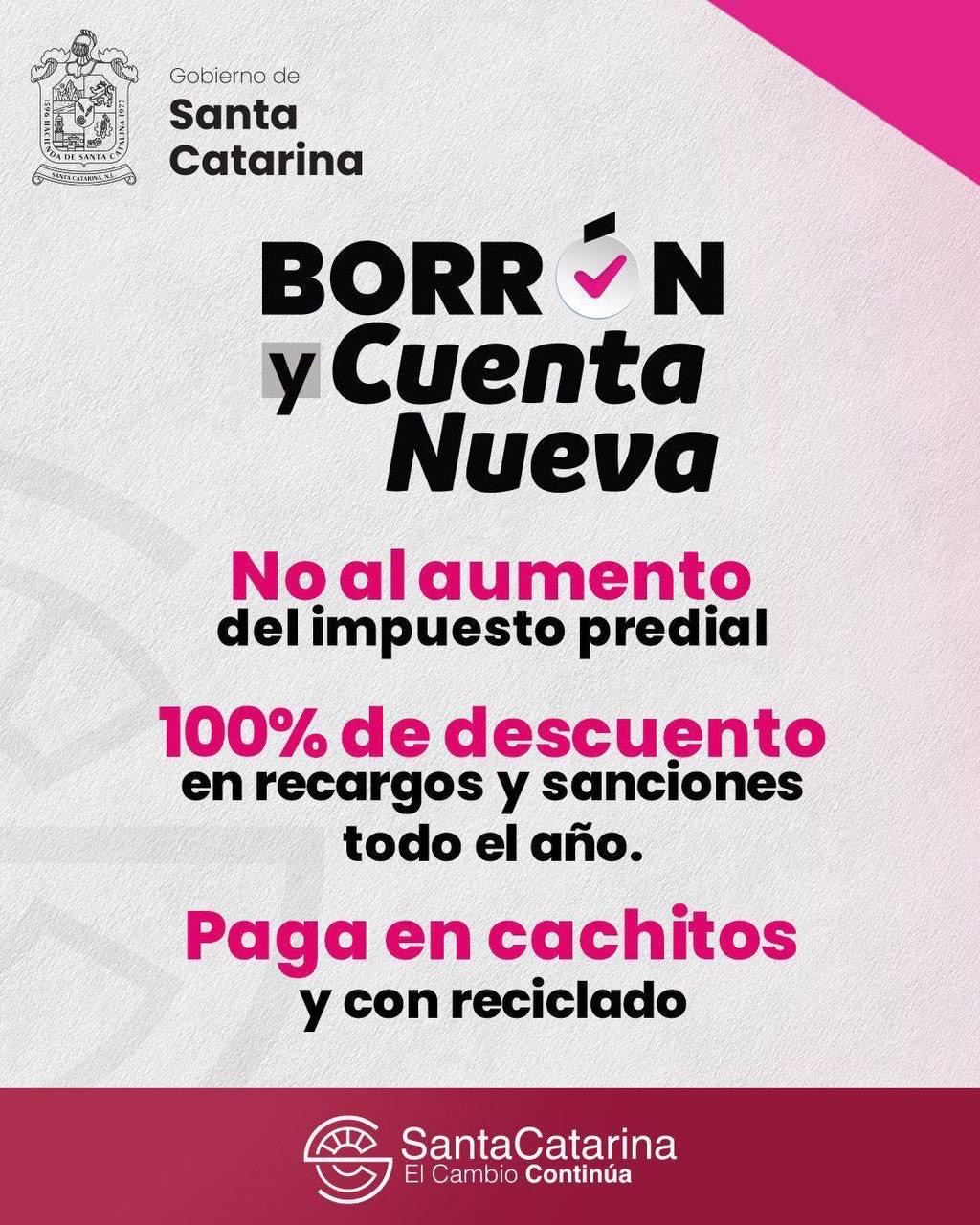 Santa Catarina anuncia borrón y cuenta nueva 2025