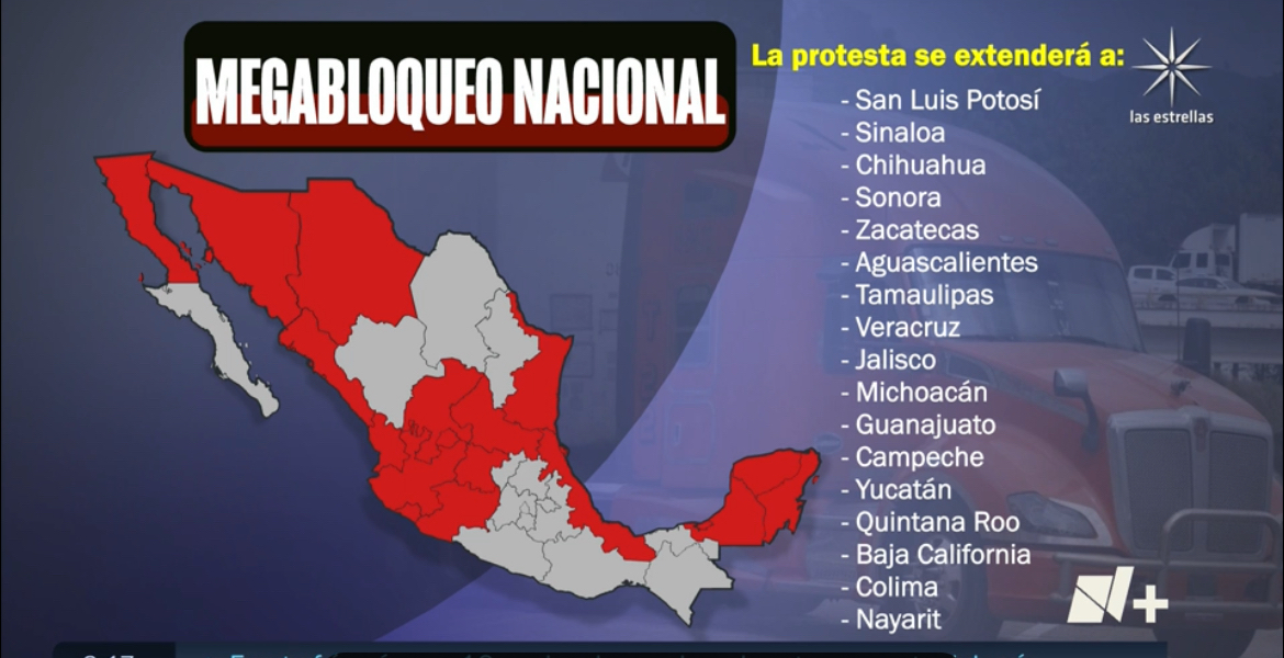 Muestran mapa del megabloqueo, Gobernación llama al diálogo