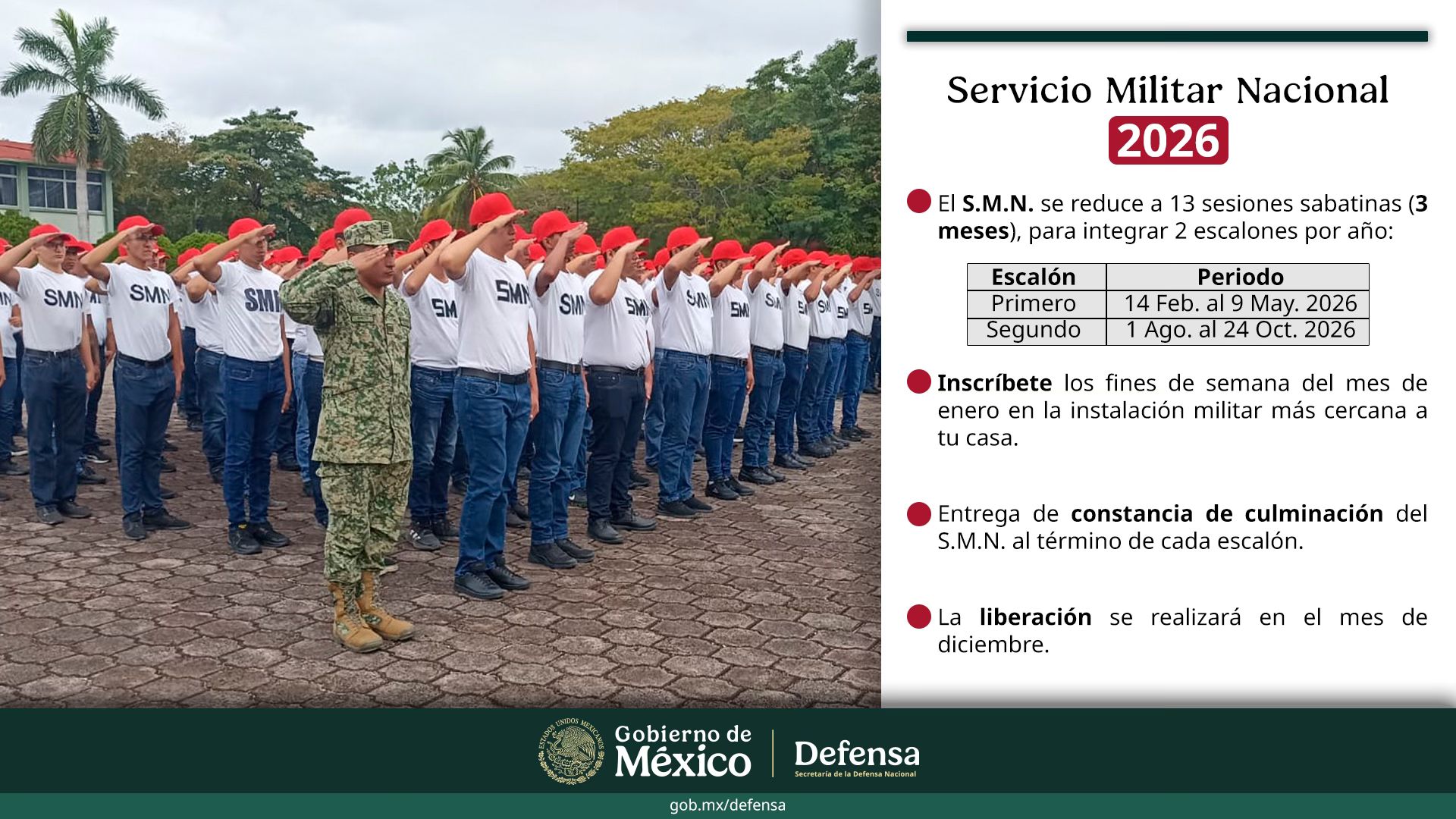 Servicio Militar Nacional cambia a partir de 2026