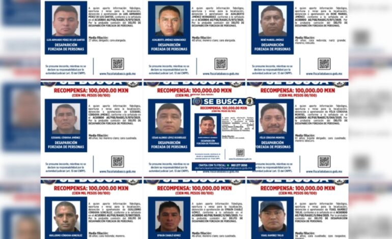 Pone Fiscalía de Tabasco precio a cabeza de 10 policías acusados de desapariciones