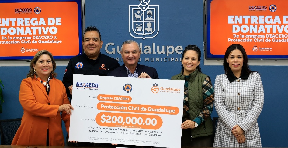 Recibe Protección Civil Guadalupe donativo económico