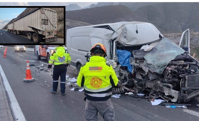 Conductor pierde la vida al estrellarse contra tráiler en la Autopista Mty-Saltillo