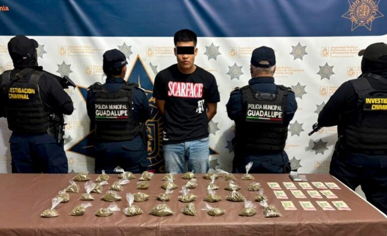 Cae con dosis de drogas; lo relacionan con asaltos a farmacias en Guadalupe