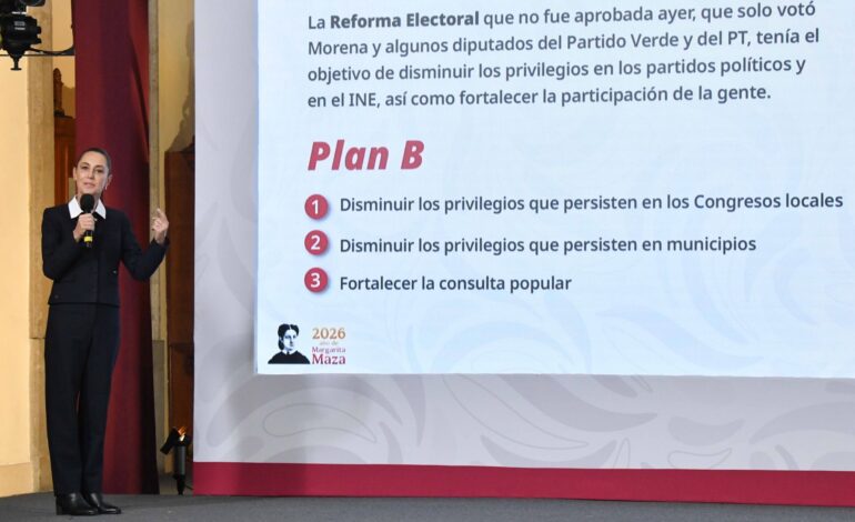 Presenta Sheinbaum el «Plan B» tras rechazo en Congreso a su propuesta de reforma electoral