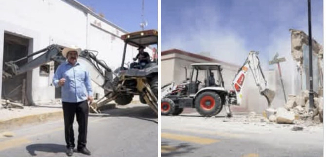 Alcalde de Pesquería manda a demoler un edificio histórico sin autorización del INAH