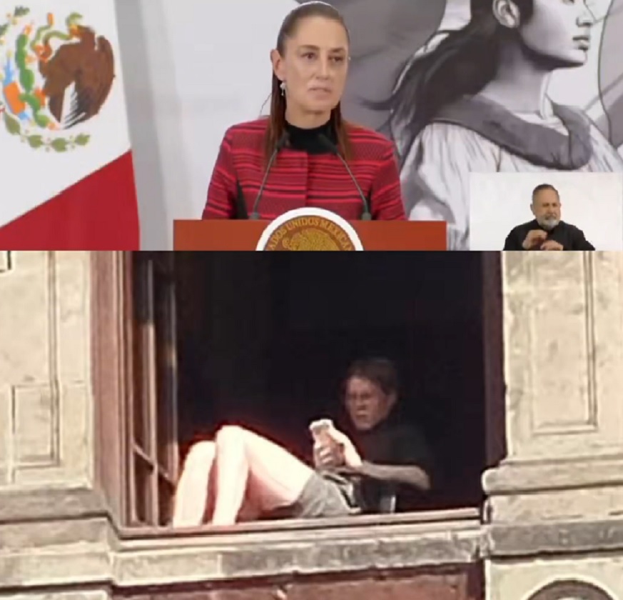 Admite Sheinbaum que mujer sí se asoleaba en ventana de Palacio Nacional