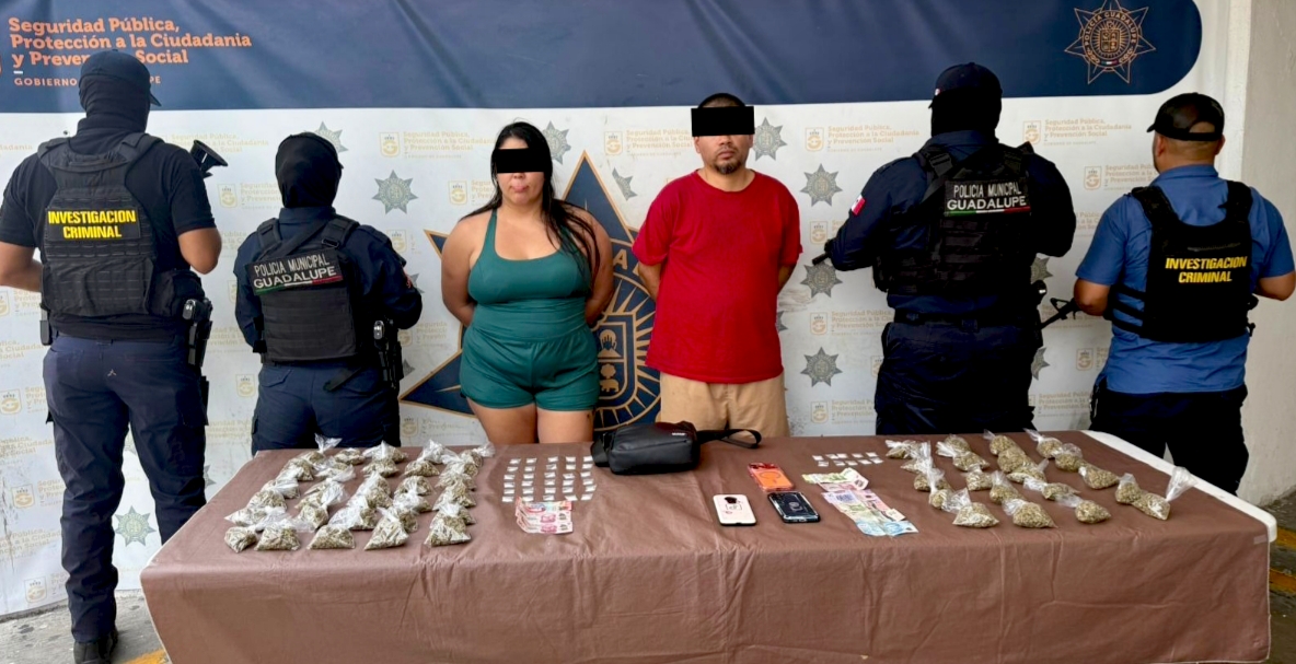 Atrapan a pareja de halcones con 80 dosis de droga en Guadalupe