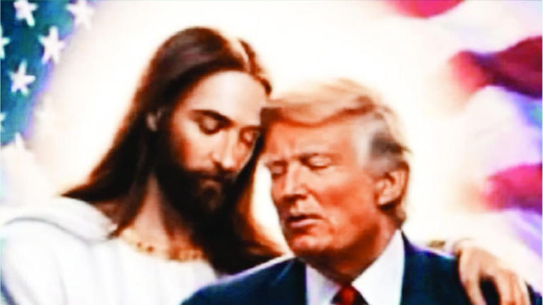 Trump sigue de terco: Ahora publica foto abrazado por Jesucristo