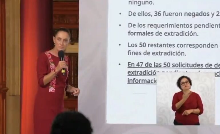 Ya no recalca en «pruebas», ahora Sheinbaum pide a EU reciprocidad en extradiciones