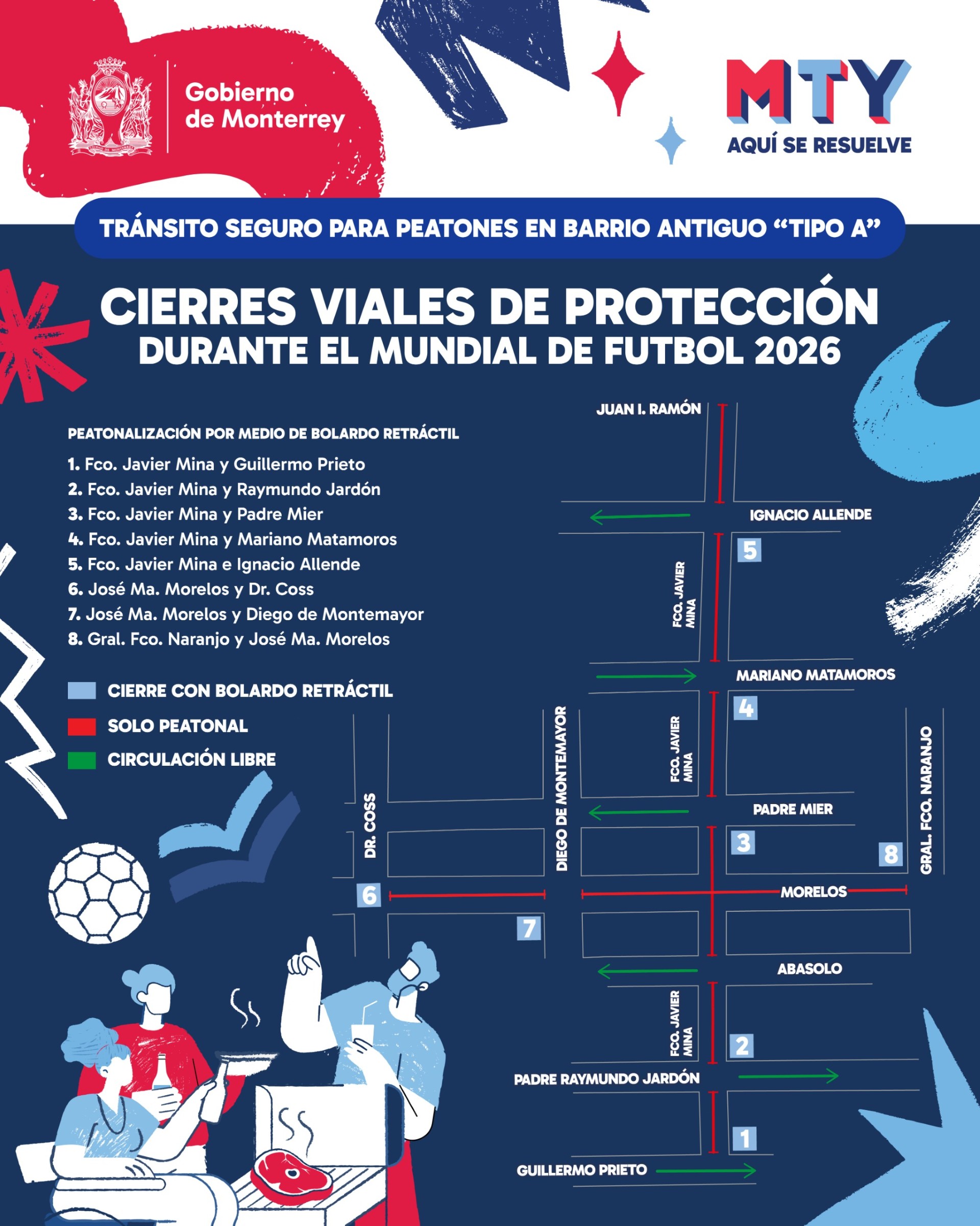 Habrá cierres viales en Barrio Antiguo por Copa FIFA