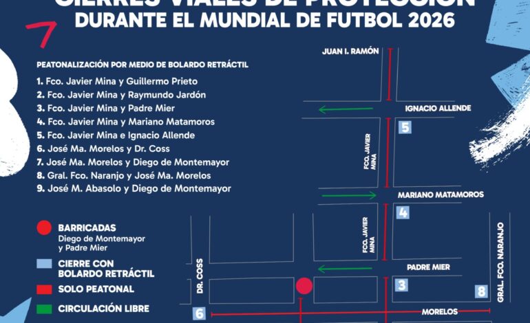 Hoy aplican cierres viales ampliados en Barrio Antiguo