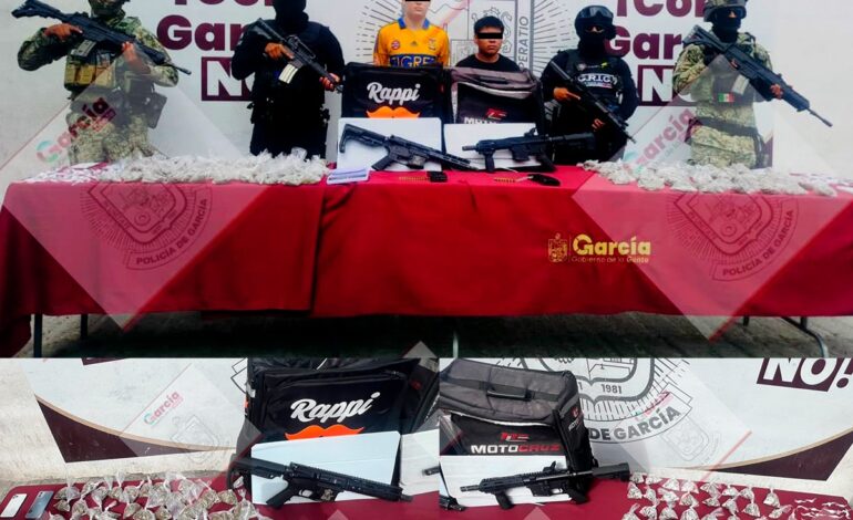 Les encuentran armas largas y dosis de droga en García