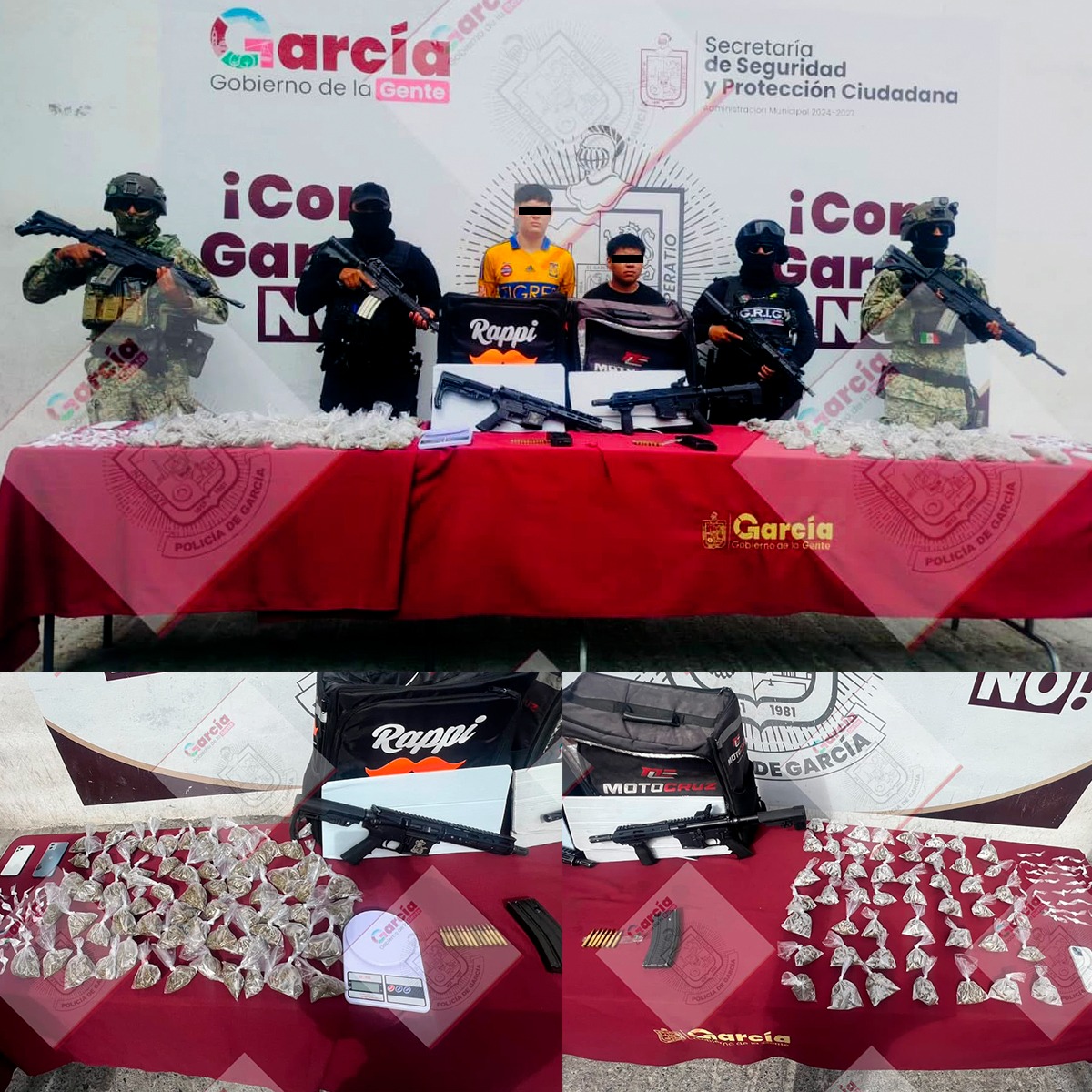 Les encuentran armas largas y dosis de droga en García