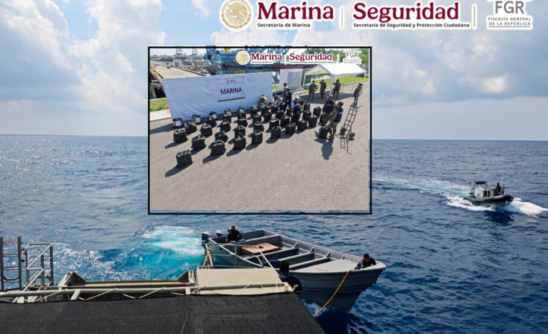 Intercepta Marian embarcación con 1.5 toneladas de coca en costa de Chiapas
