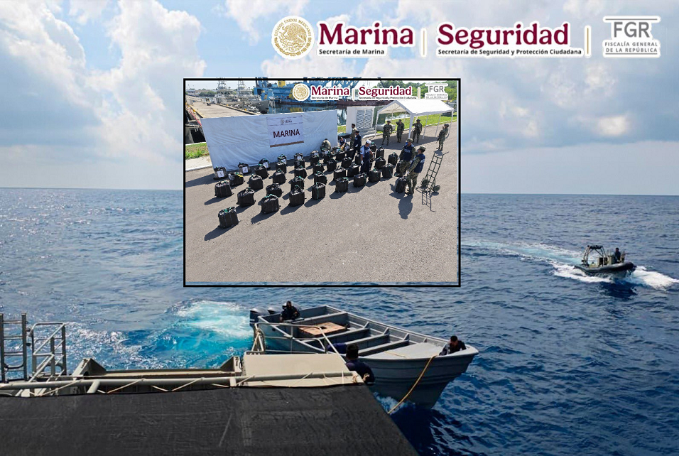 Intercepta Marian embarcación con 1.5 toneladas de coca en costa de Chiapas