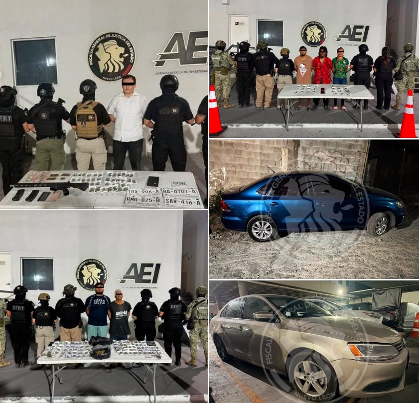 Detiene Fuerza policial a seis narcomenudistas y les decomisa drogas, autos y armas en Santa Catarina