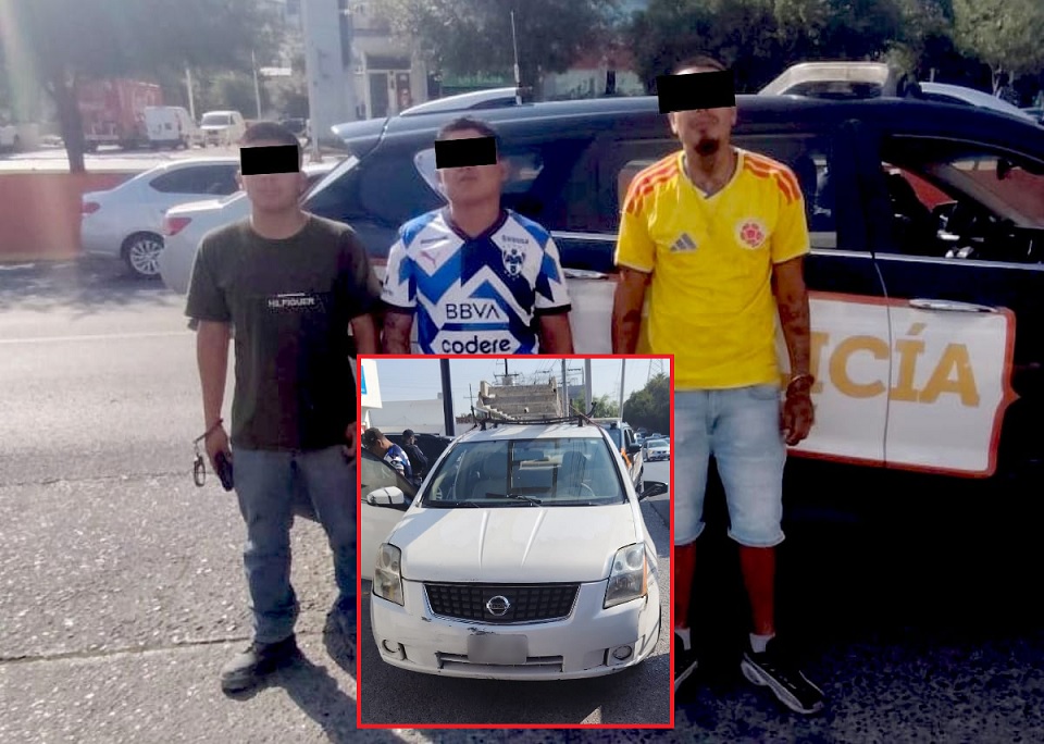 Ayer ni se mojaron… viajaban en carro robado; caen en Guadalupe