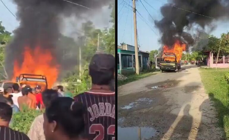 Incendian patrullas y delegación policiaca en Tabasco tras muerte de motociclista