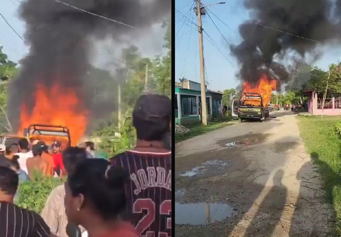 Incendian patrullas y delegación policiaca en Tabasco tras muerte de motociclista