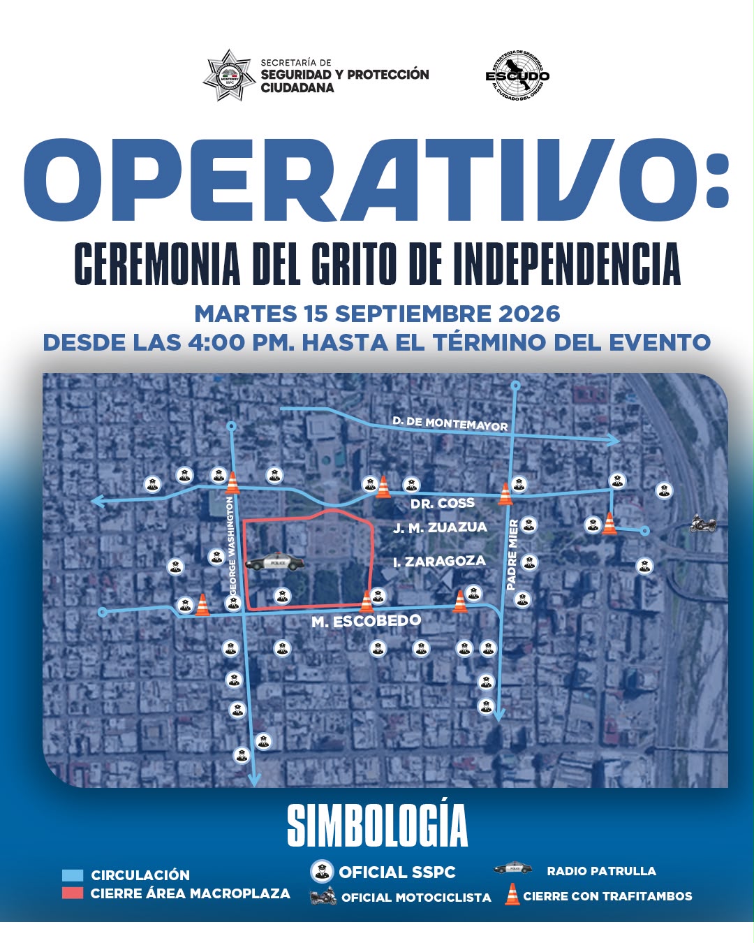 Cerrarán vialidades en Monterrey por el Grito de Independencia y esfile patrio 2026