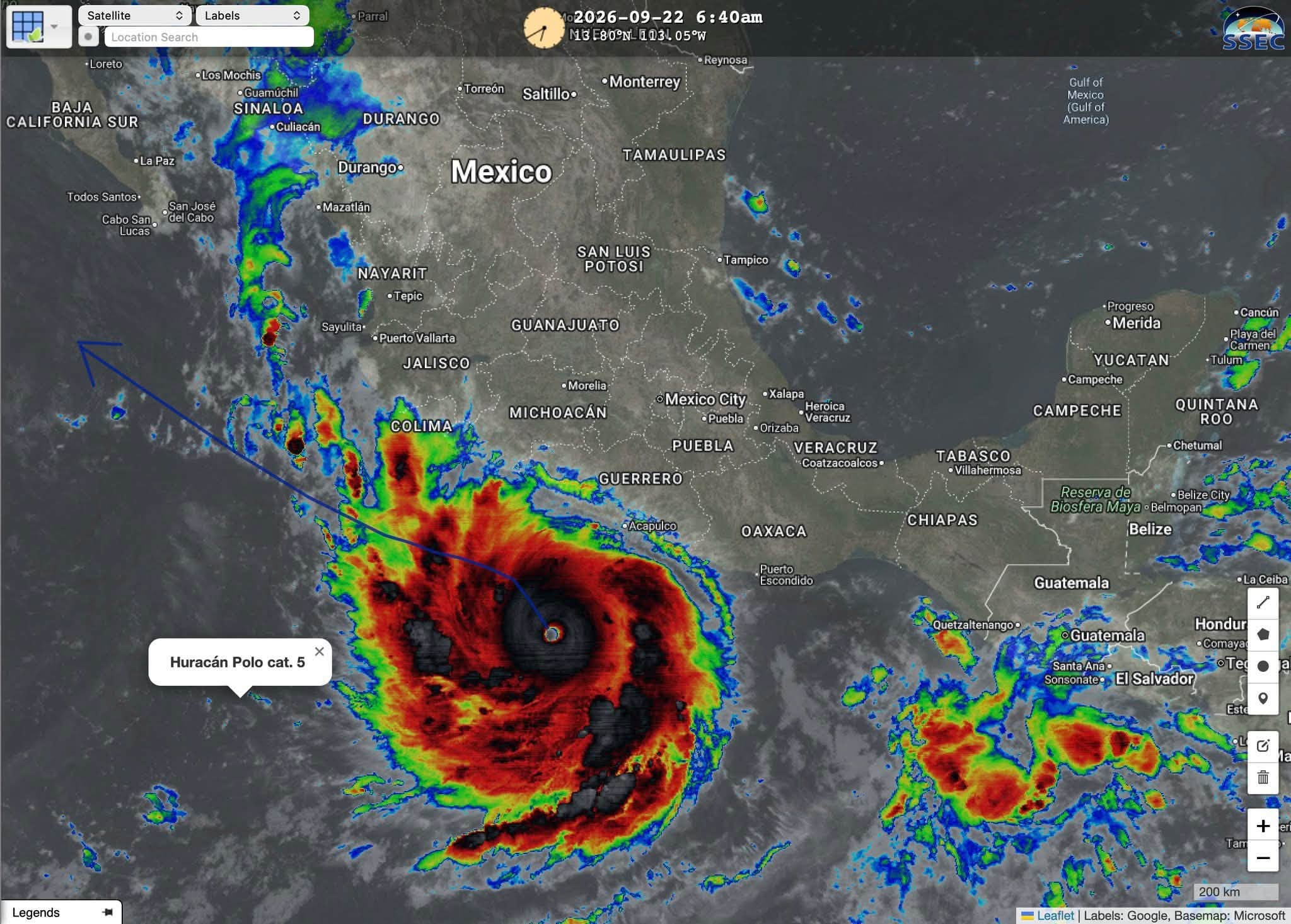 Huracán Polo se convierte en categoría 5; estados del pacífico en alerta