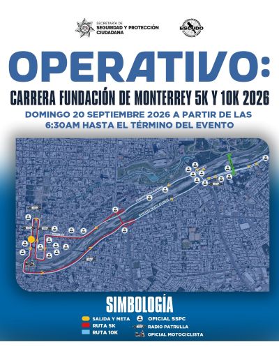 Anuncia Municipio el operativo para la carrera Fundación de Monterrey