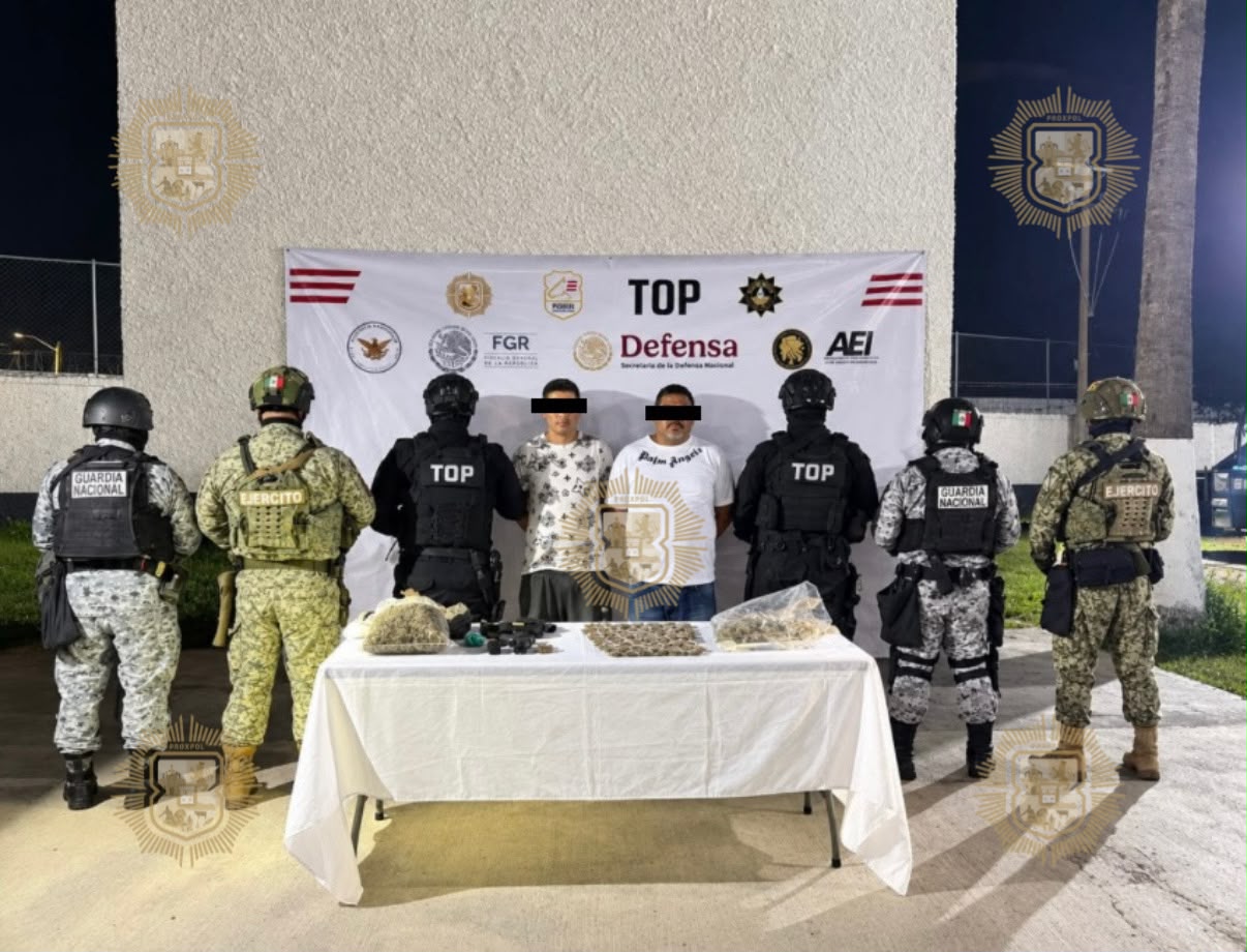 Detiene PROXPOL Escobedo a dos malandrillos con drogas y arma de fuego