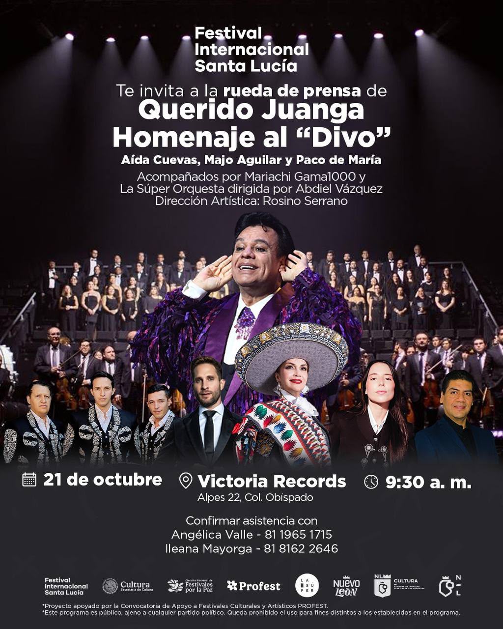 Festival Santa Lucia 2026 rendirá homenaje a Juan Gabril con grandes voces de la música mexicana