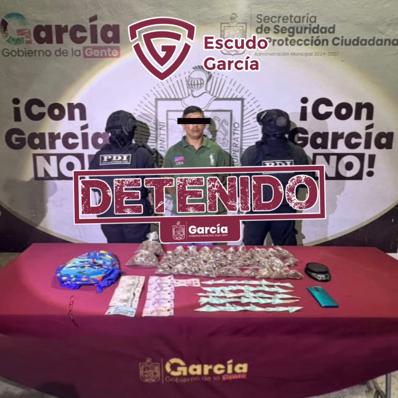 Lo buscaban por homicidio de bebé: Policía de García lo detienen con mochila cargada de droga