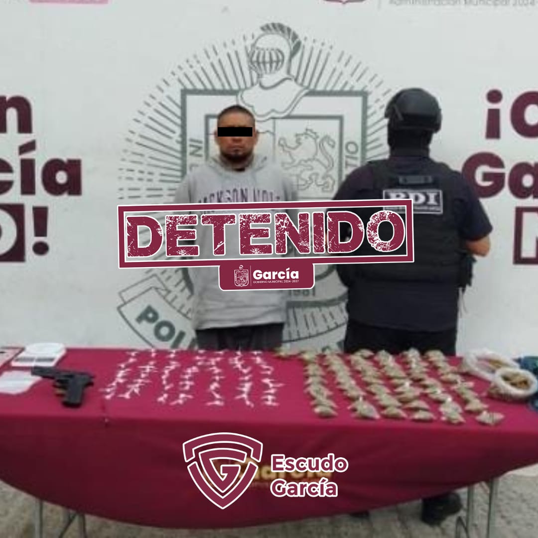 Lo buscaban por asaltos; Policía de García lo detiene y le encuentra 132 dosis de drogas